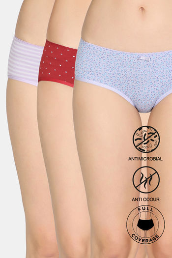 Buy Zivame Low Rise Full Coverage Hipster Panty (Pack of 3) - Multicolor